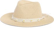 Steve Madden Flower Beaded Straw Fedora