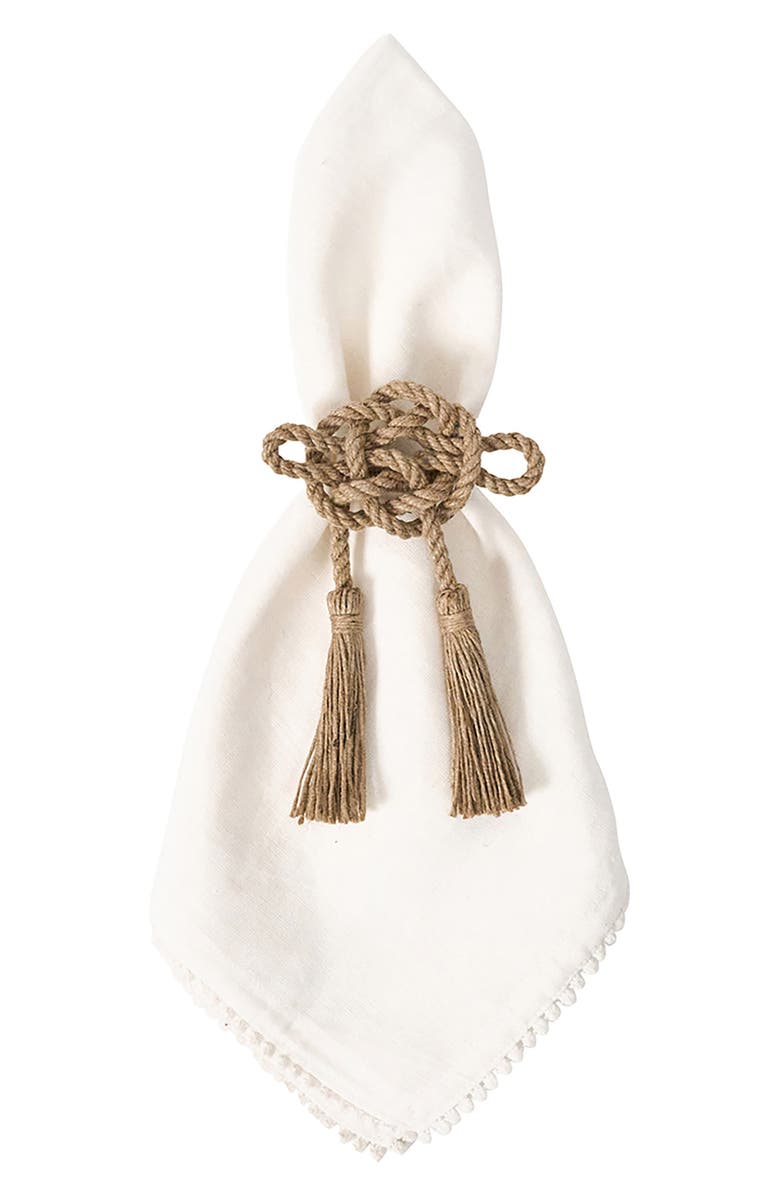 Juliska Mystic Knot Set of 4 Napkin Rings, Alternate, color, Taupe