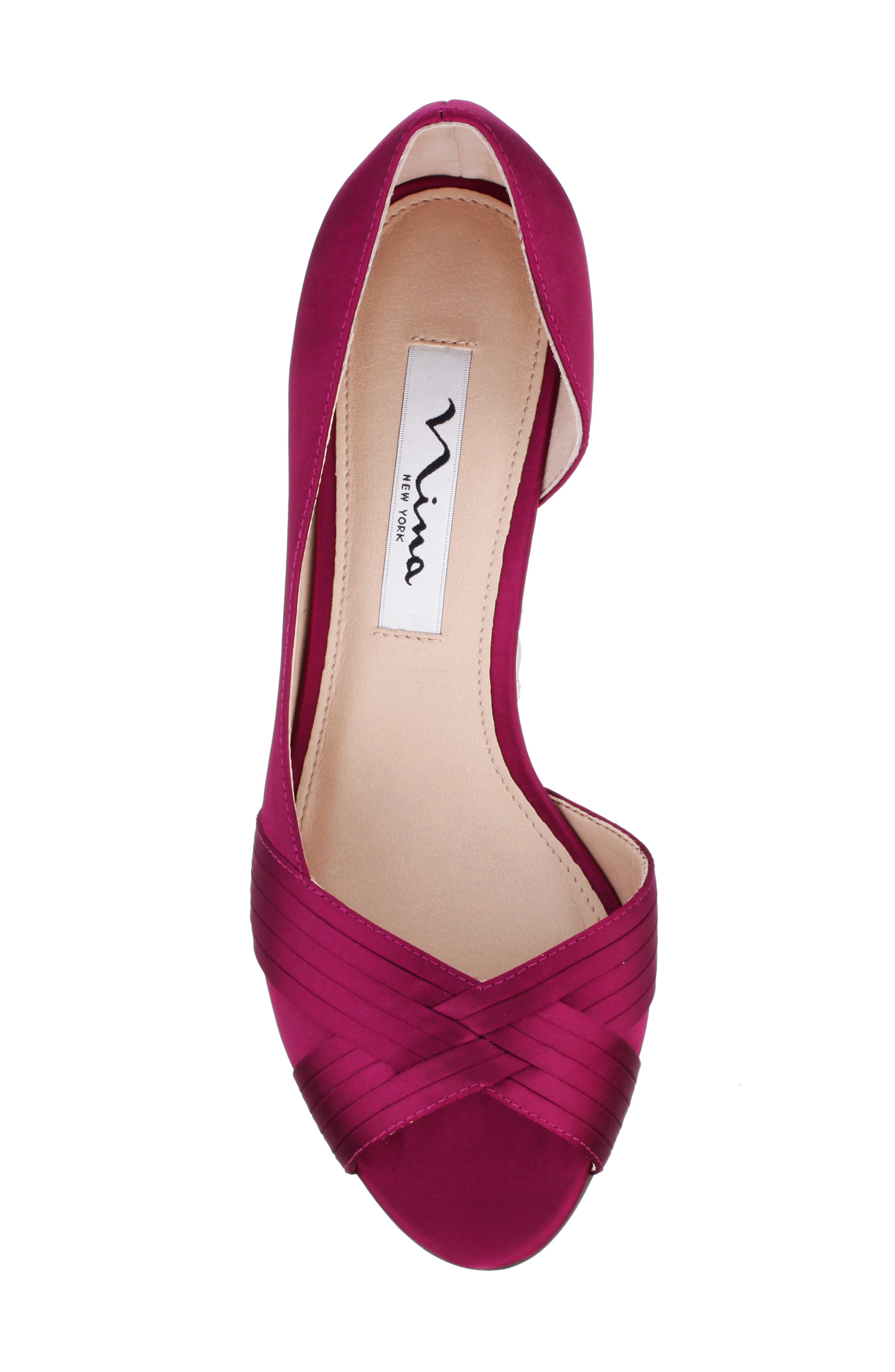 Nina Contesa Open Toe Pump, Alternate, color, Wine