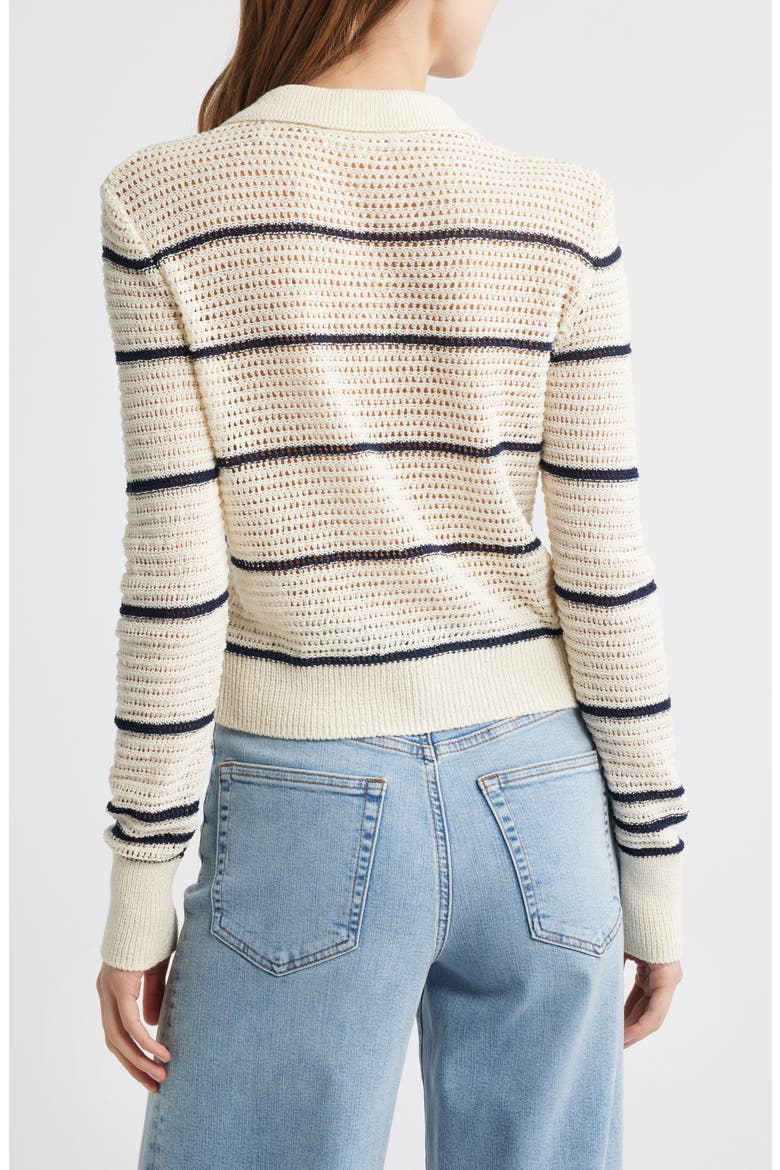 The Shrunken Stripe Cotton Blend Cardigan, Alternate, color, CREAM MULTI