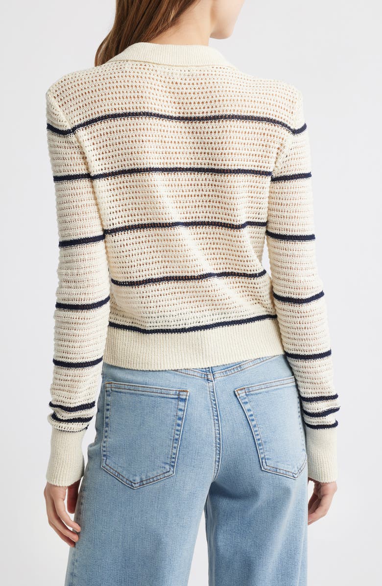 FRAME The Shrunken Stripe Cotton Blend Cardigan, Alternate, color, Cream Multi
