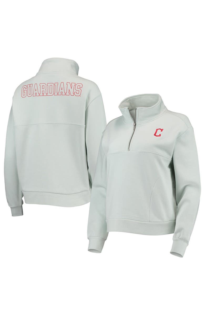 THE WILD COLLECTIVE Women's The Wild Collective Light Blue Cleveland Guardians Two-Hit Quarter-Zip Pullover Top, Main, color, 