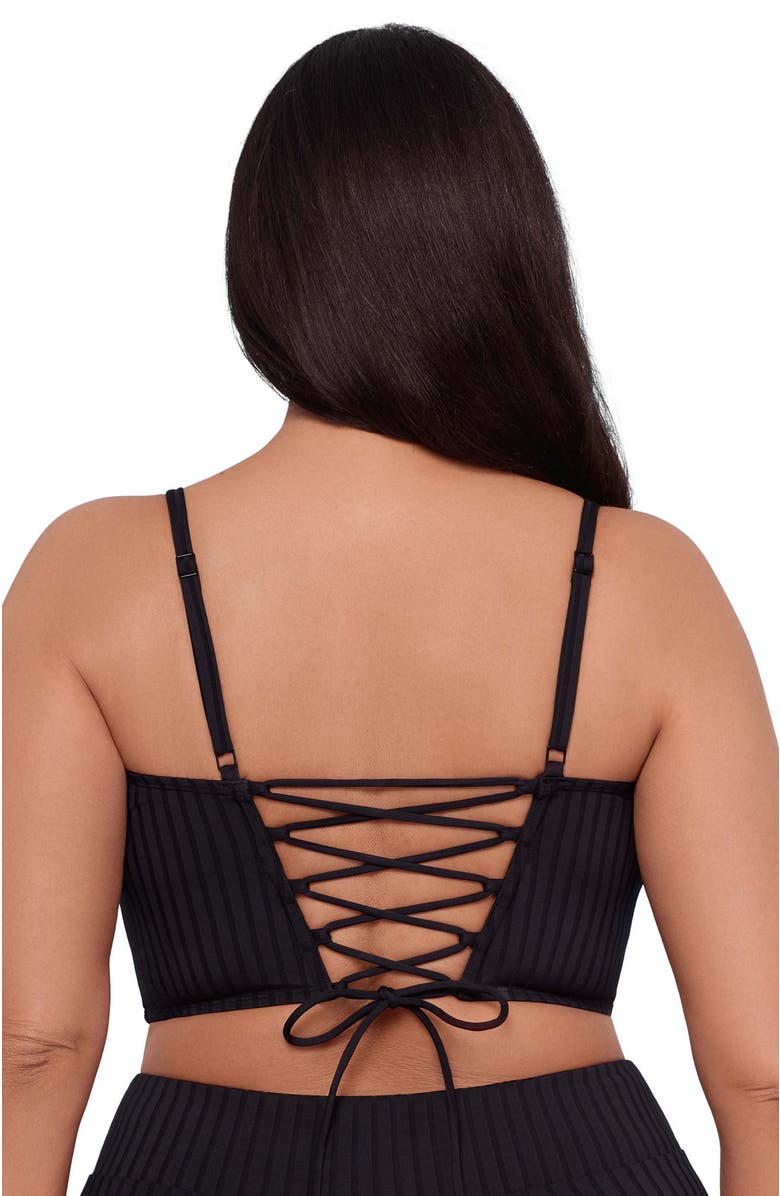 S3 Ribbed Squareneck Midkini Top, Alternate, color, Onyx Black