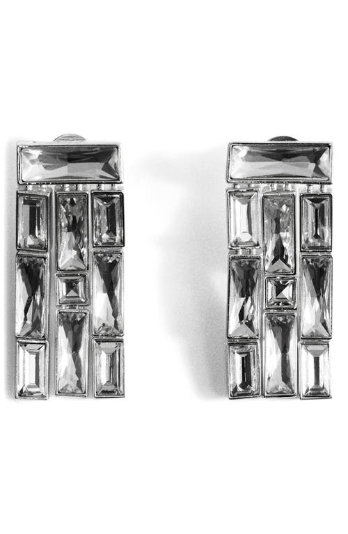 Mango Dangling Earrings With Crystal Strips Silver In Silver