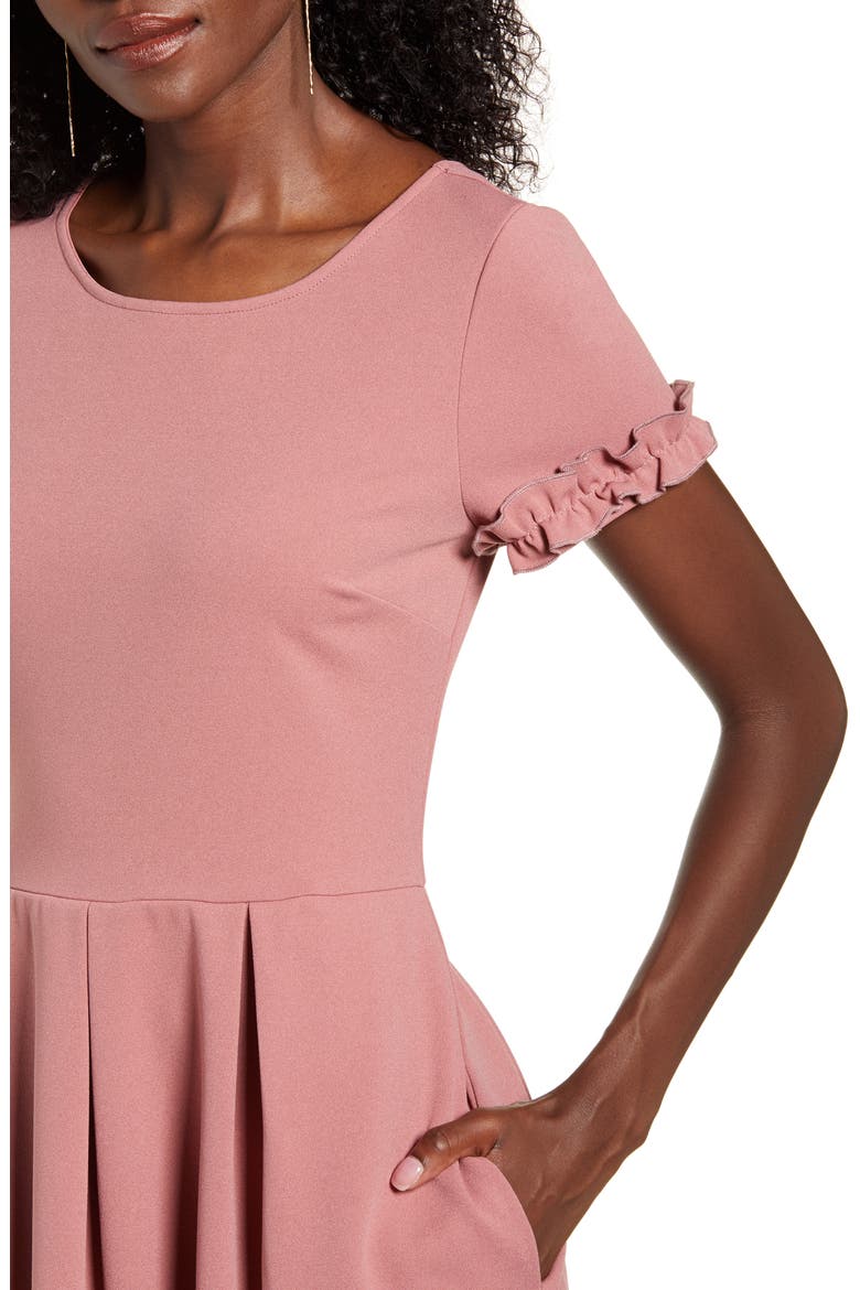 Ruffle Trim Minidress, Alternate, color, DARK MAUVE