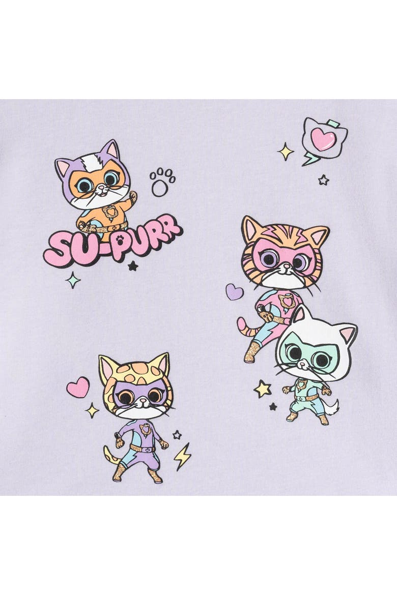 Super Kitties T-Shirt and Tutu Skirt Set, Alternate, color, Purple SuperKitties