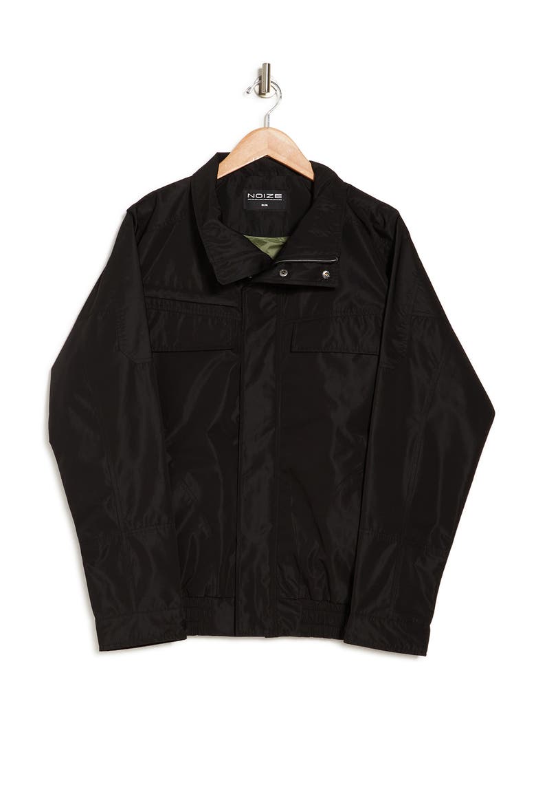 Bonded Poly Rain Bomber Jacket, Alternate, color, BLACK