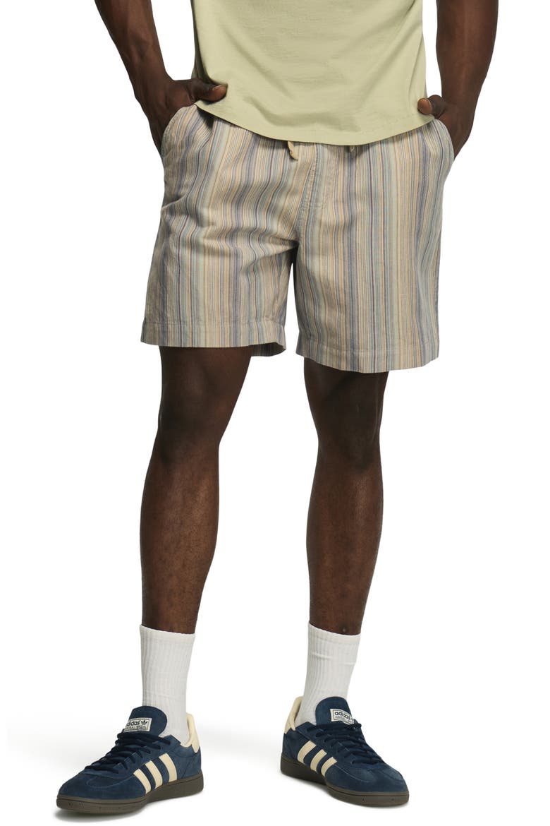 Linen Blend Shorts, Main, color, BLUE MULTI