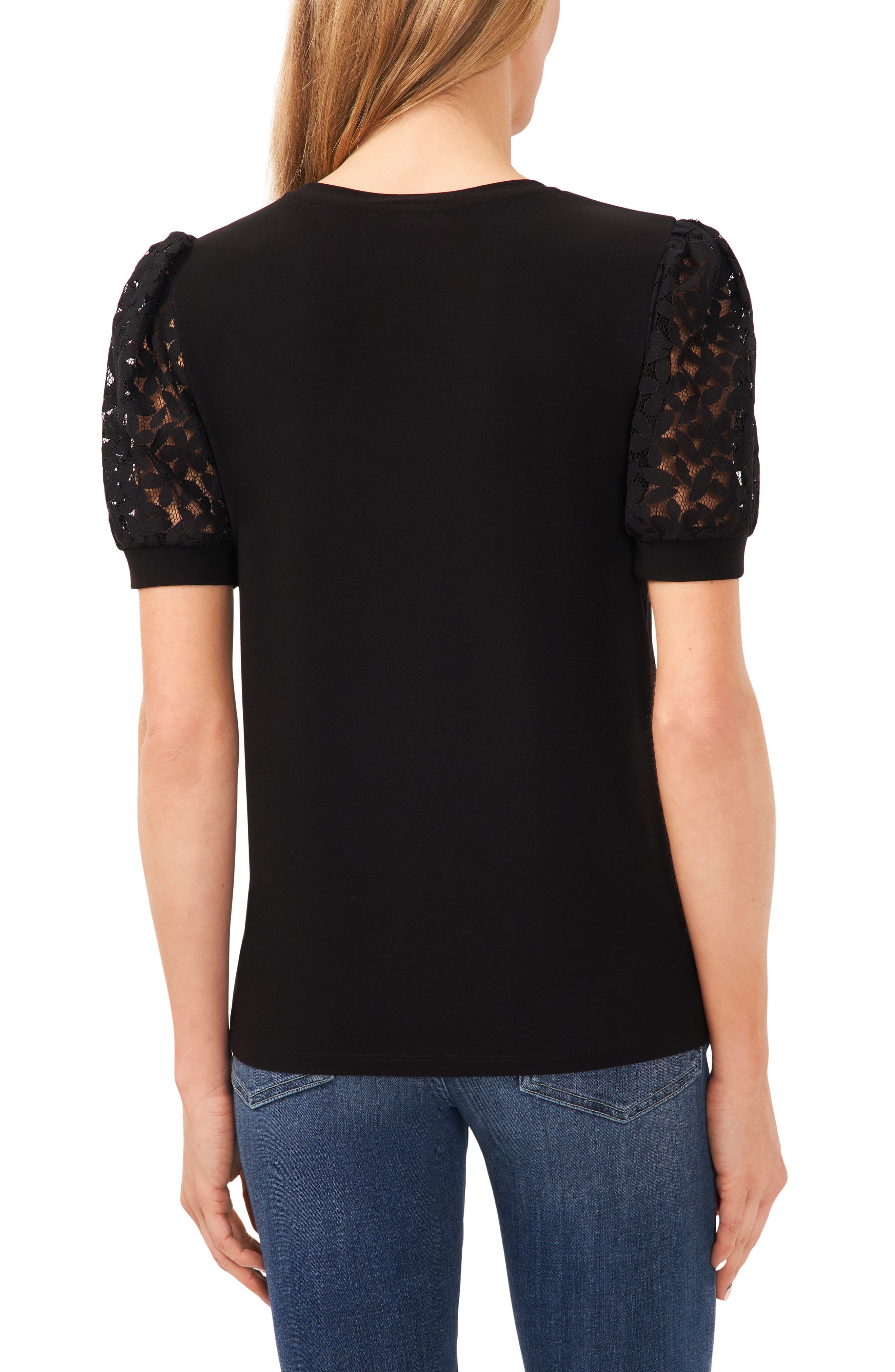 Lace Puff Sleeve Knit Top - image 2