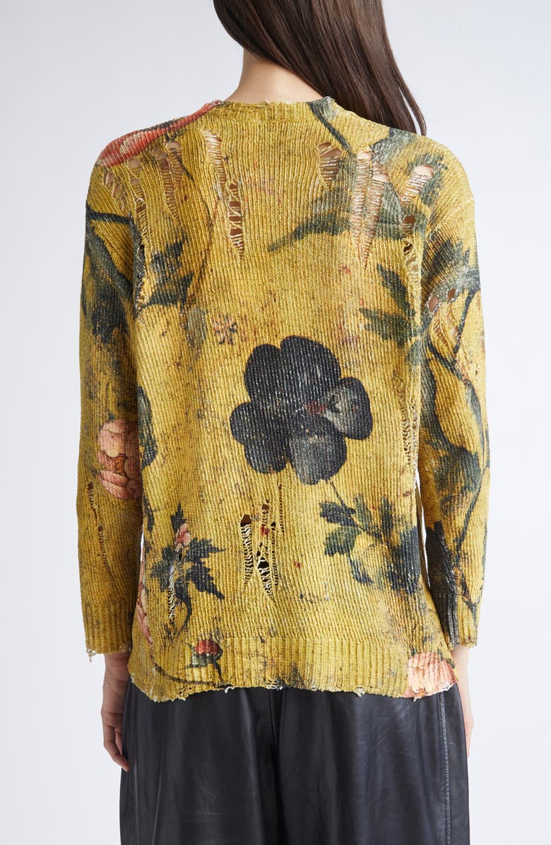 R13 Ripped Floral Cardigan, Alternate, color, Ochre Floral