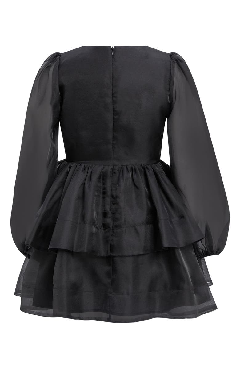 Bardot Junior Kids' Wednesday Long Sleeve Tiered Organza Party Dress, Alternate, color, 