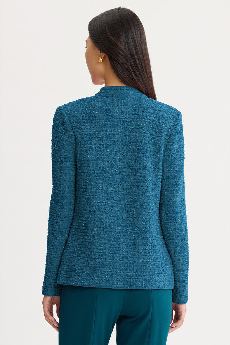 Tailored Tonal Eyelash Tweed Knit Jacket, Alternate, color, Deep Teal