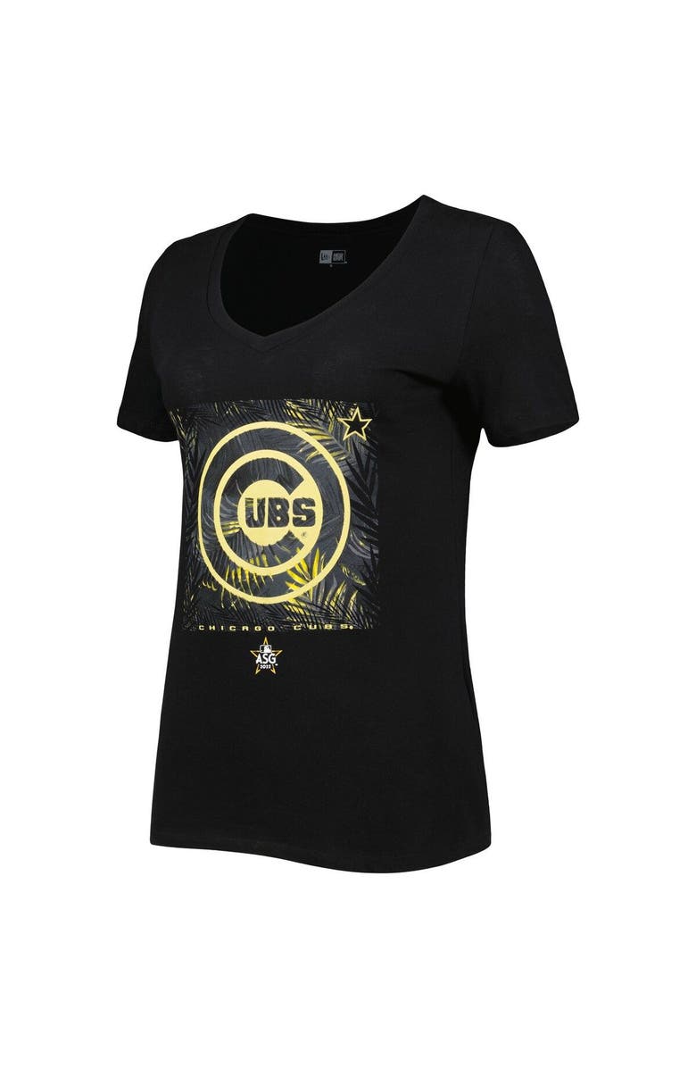 New Era Women's New Era Black Chicago Cubs 2022 MLB All-Star Game Hat Hook-Up V-Neck T-Shirt, Alternate, color, 