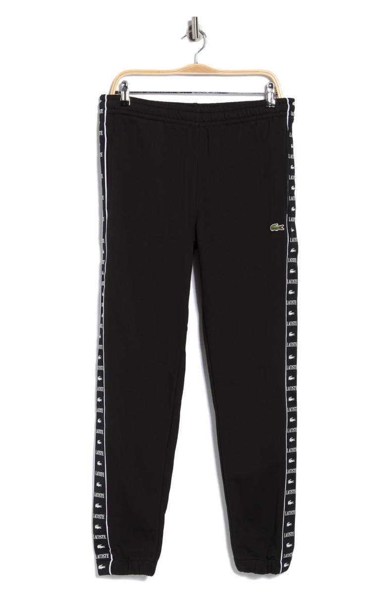 Lacoste Logo Tapered Leg Sweatpants, Main, color, Black