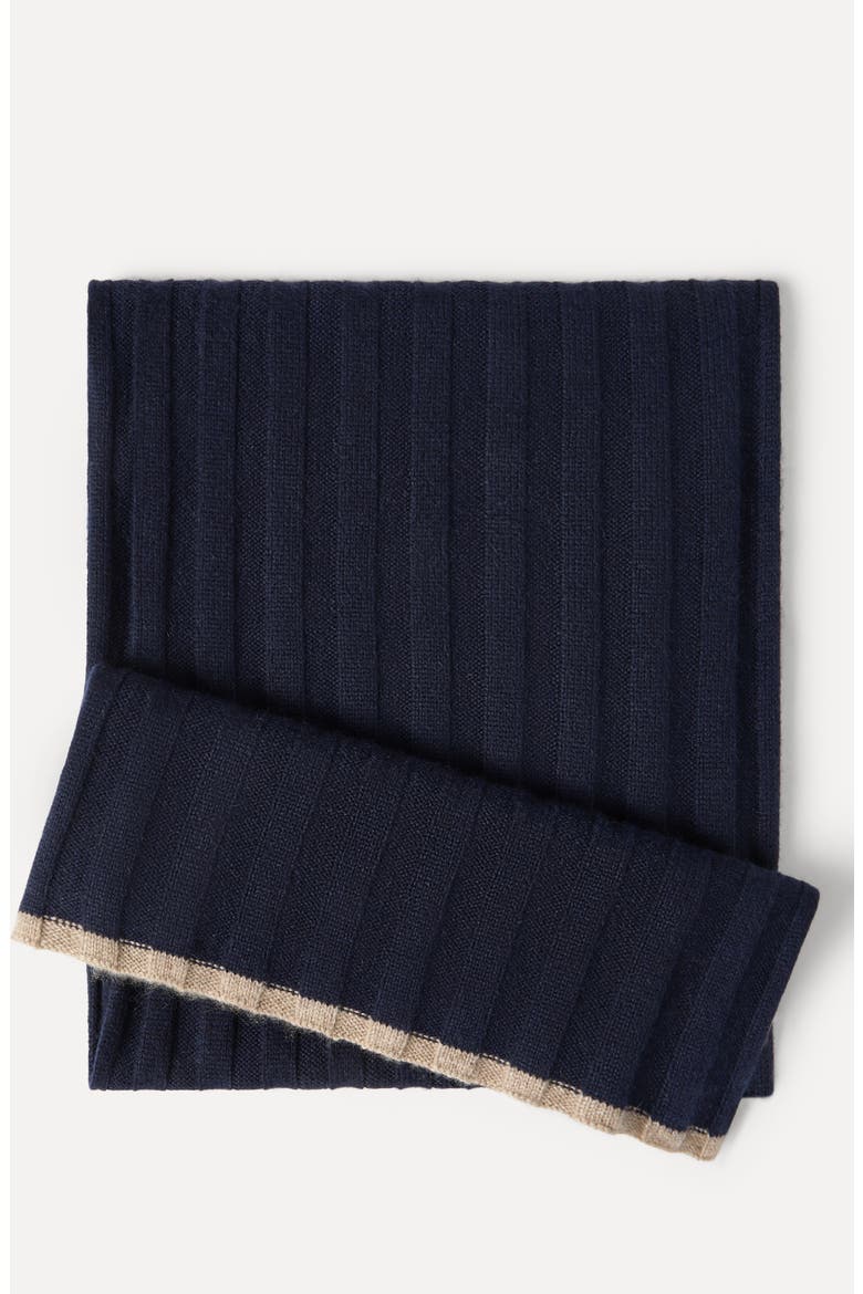 Cashmere rib knit scarf, Alternate, color, Navy Blue