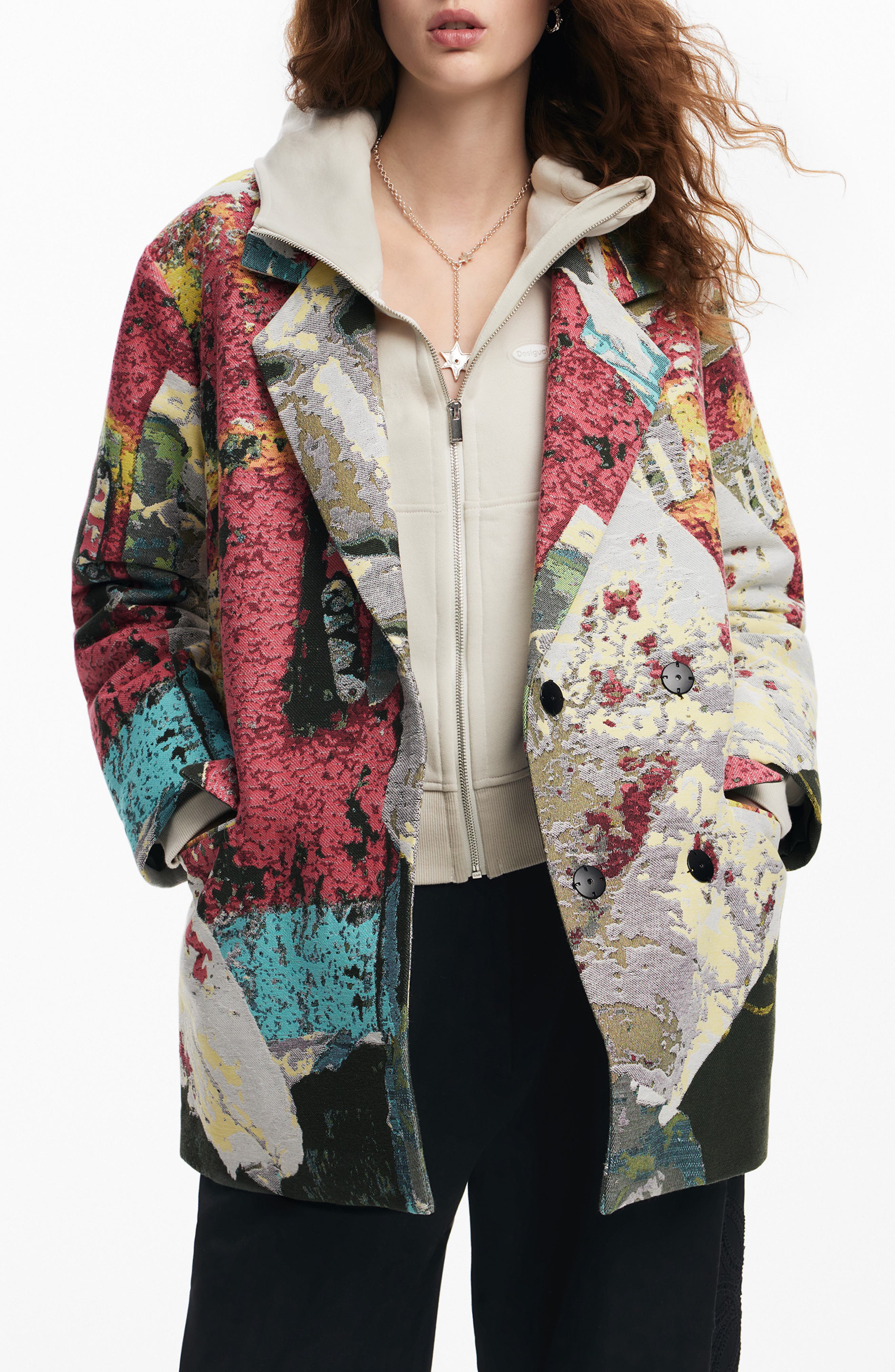 Desigual Lacroix Poster Tapestry Cotton Blend Coat