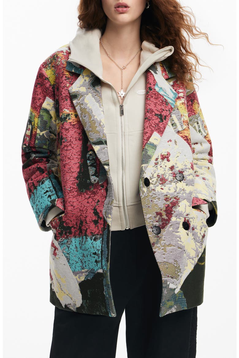 Lacroix Poster Tapestry Cotton Blend Coat, Main, color, MIX