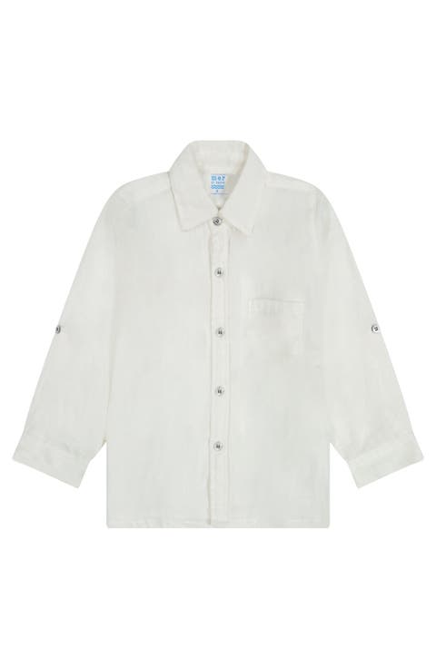 Remi Boy's Button Front Shirt White