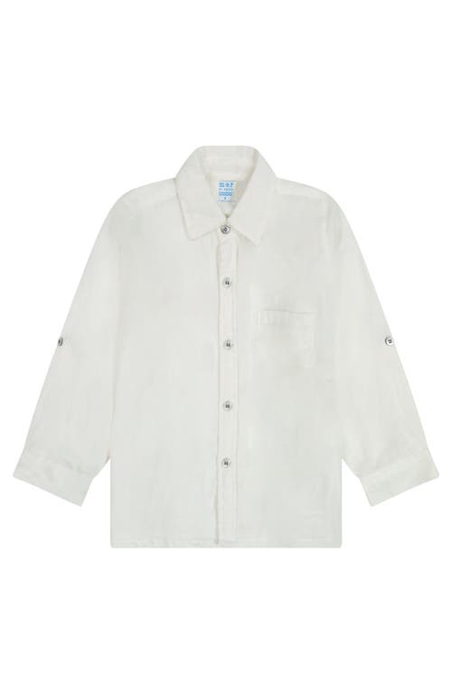 Mer St. Barth Remi Boy's Button Front Shirt White In White