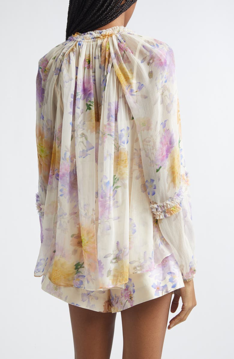 Zimmermann Luna Ruffle Billow Chiffon Top, Alternate, color, Cream Dahlia