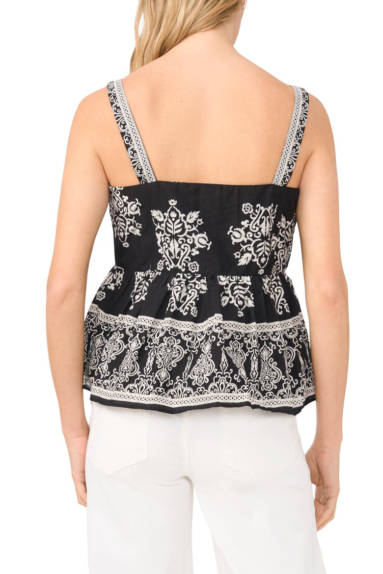 Print Ruffle Hem Sleeveless Top, Alternate, color, RICH BLACK