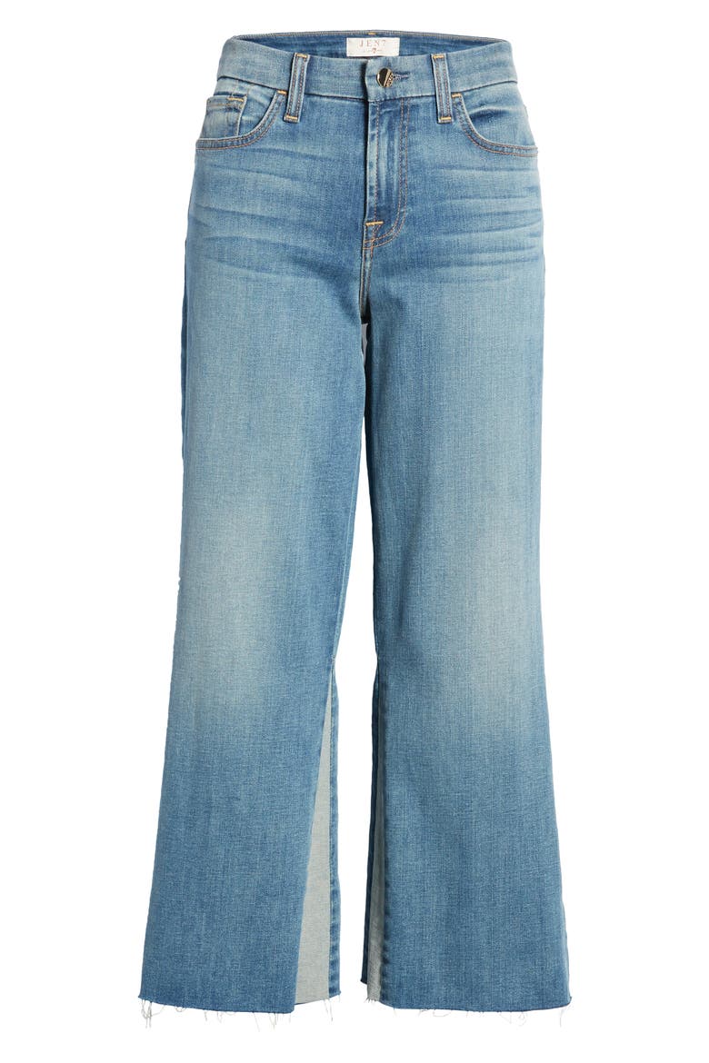 JEN7 High Waist Contrast Panel Crop Wide Leg Jeans, Alternate, color, CANYON COAST