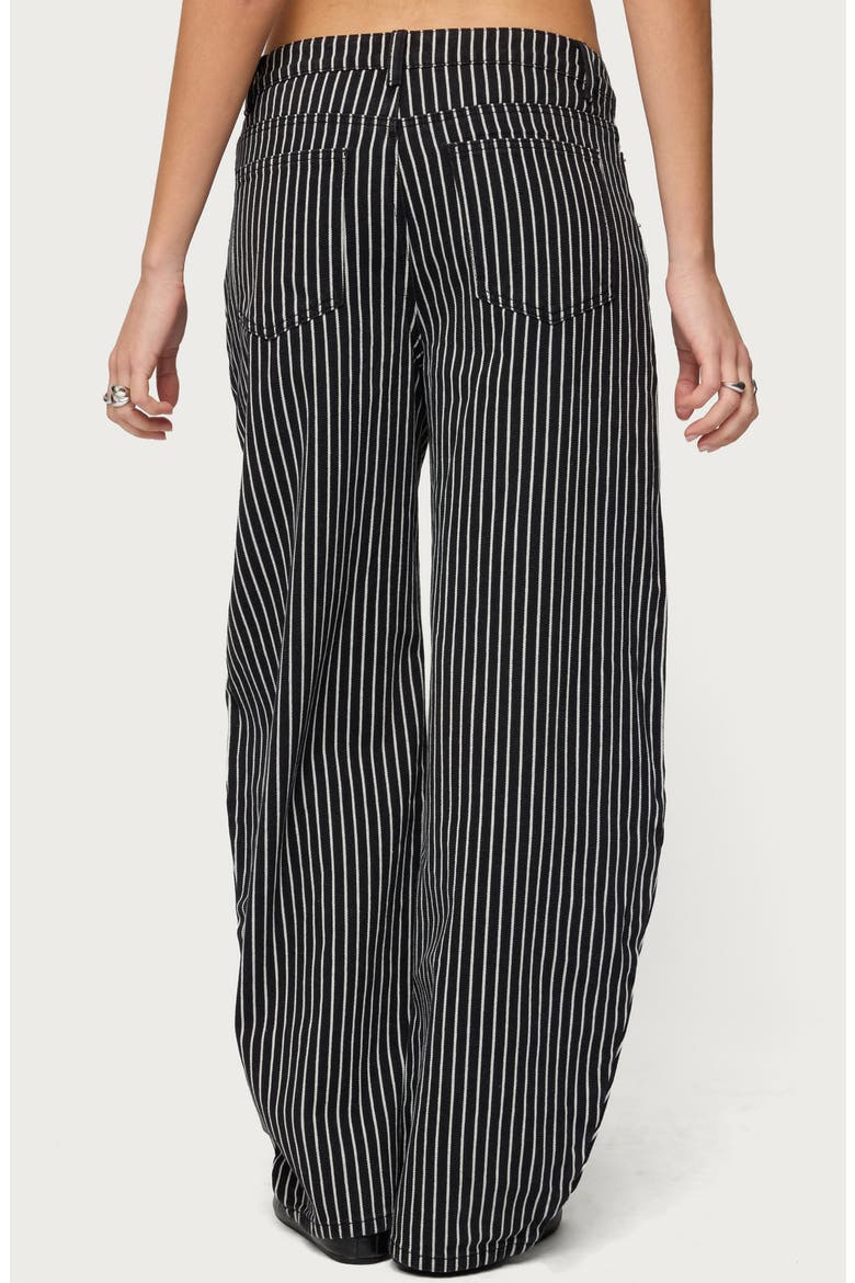Pinstripe Low Rise Barrel Leg Jeans, Alternate, color, BLACK-AND-WHITE