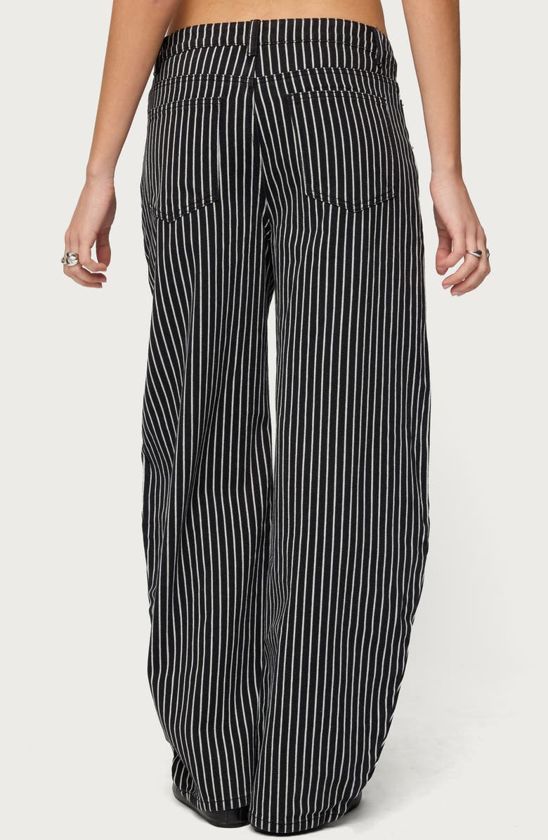 EDIKTED Pinstripe Low Rise Barrel Leg Jeans, Alternate, color,