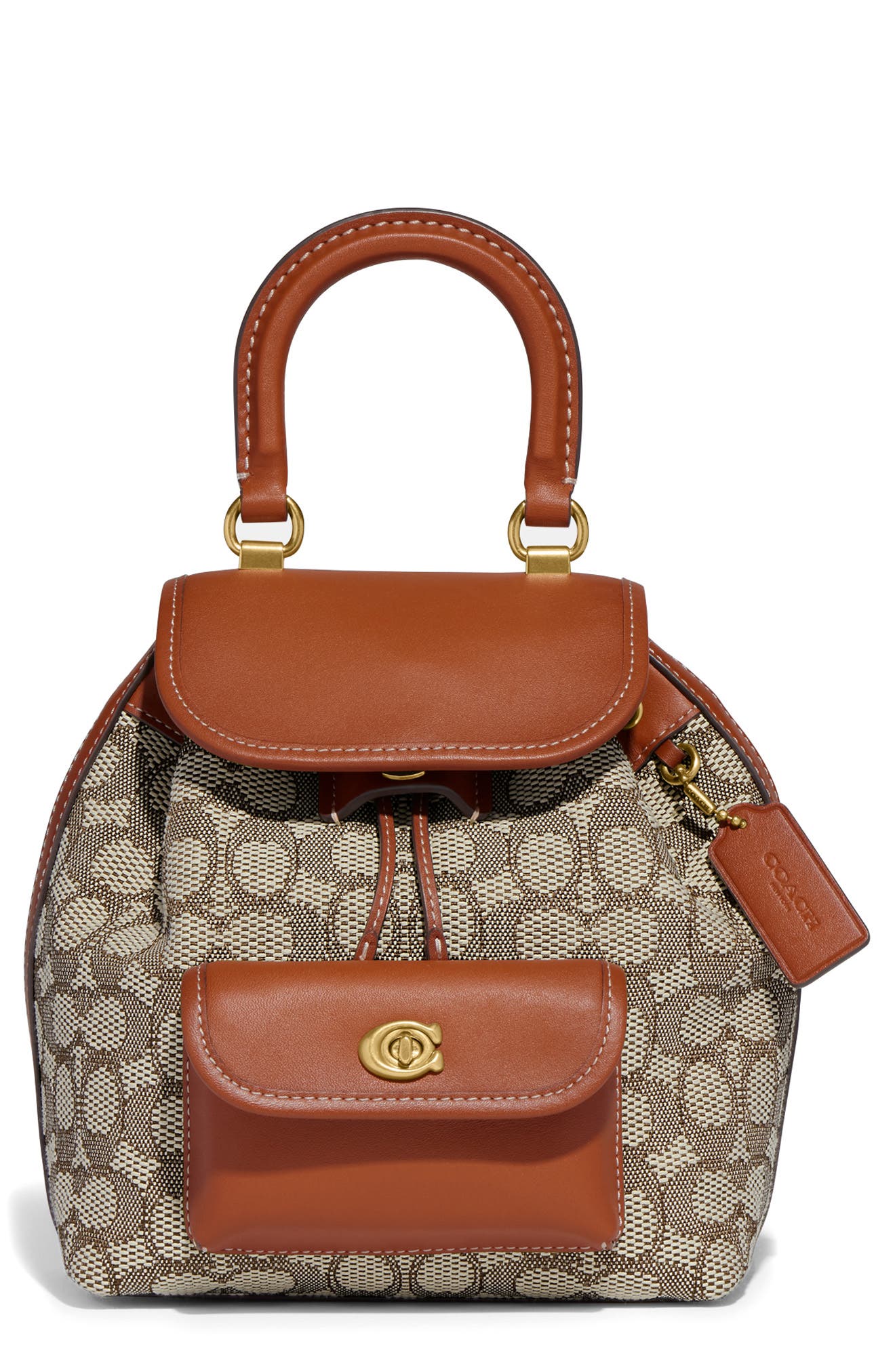 COACH Riya Signature Jacquard & Leather Backpack, Main, color, 