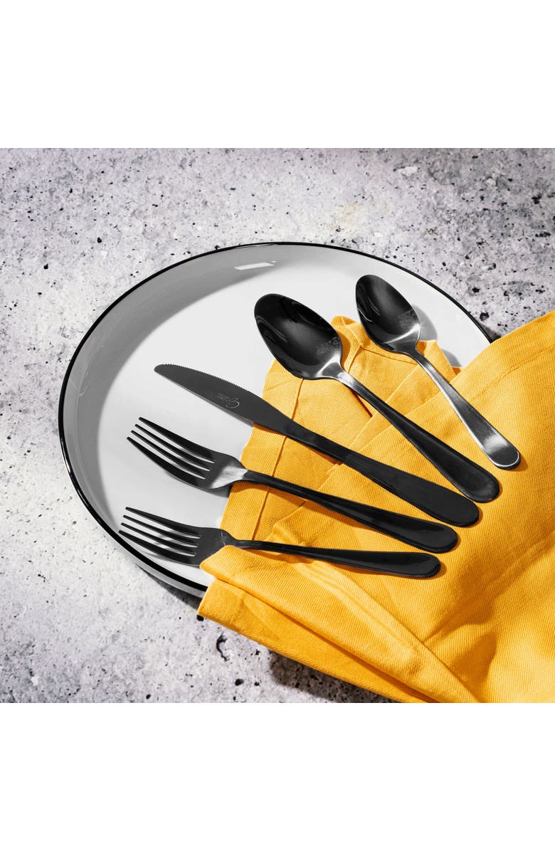 Gibson Stravidia 20 Piece Flatware set Stainless Steel, Alternate, color, Black