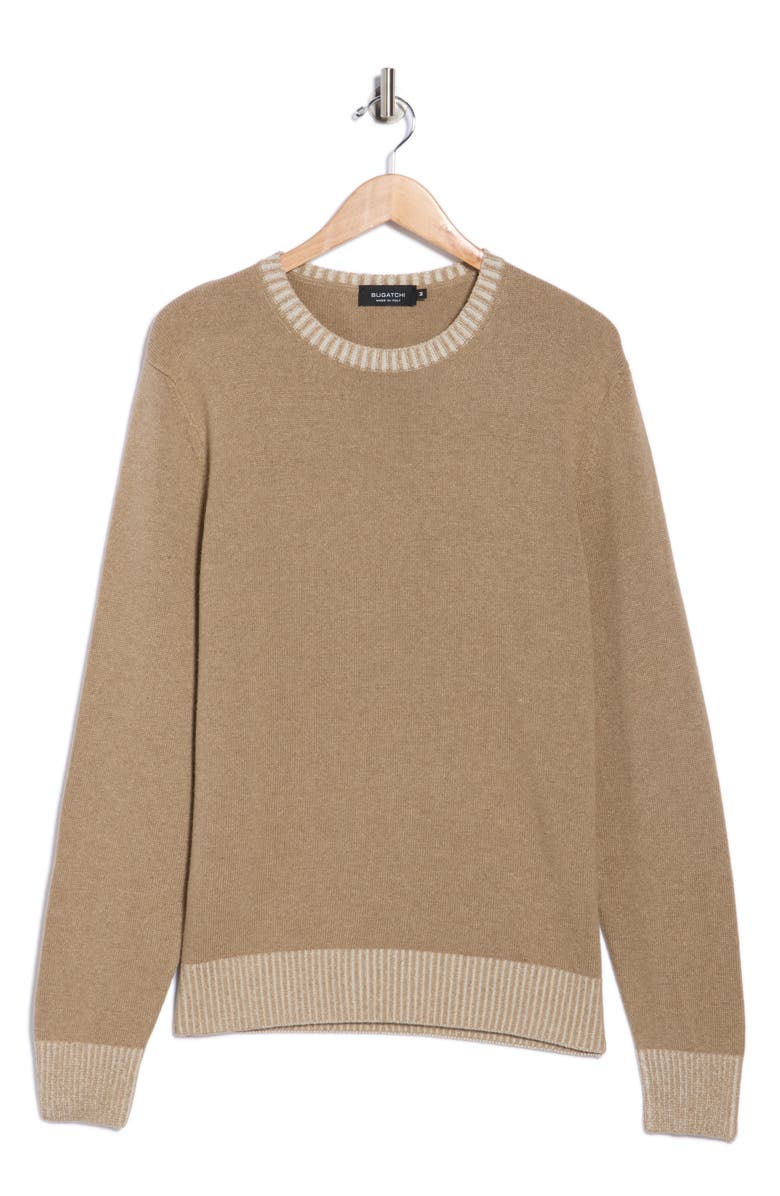 Bugatchi Regular Fit Crewneck Sweater, Alternate, color, Camel