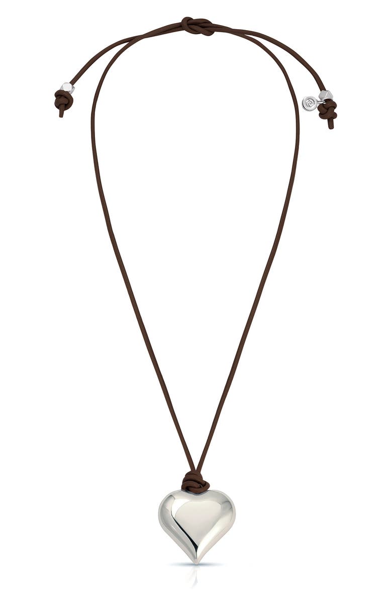 Ettika Puffy Heart Pendant Necklace, Alternate, color, Chocolate