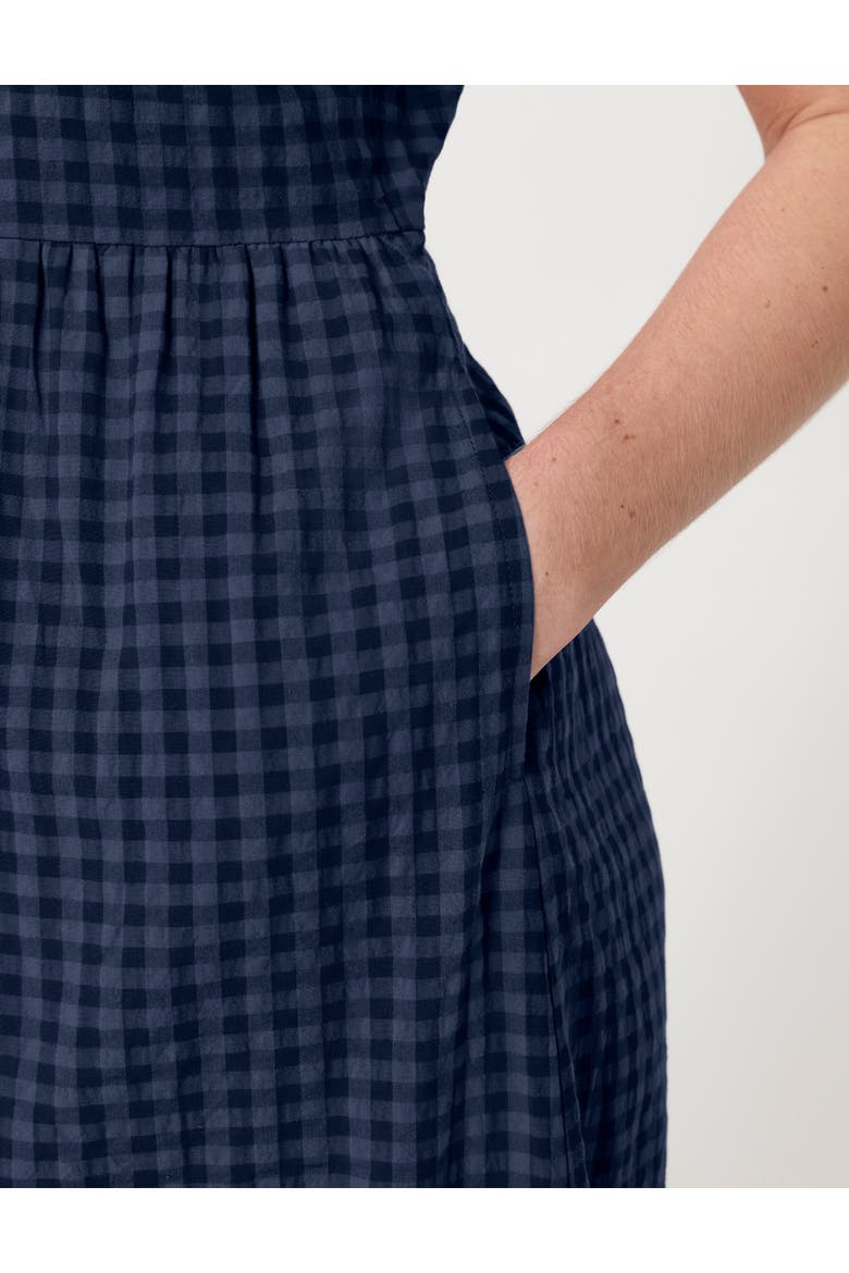 Cara Gingham Seersucker Midi Dress, Alternate, color, Navy