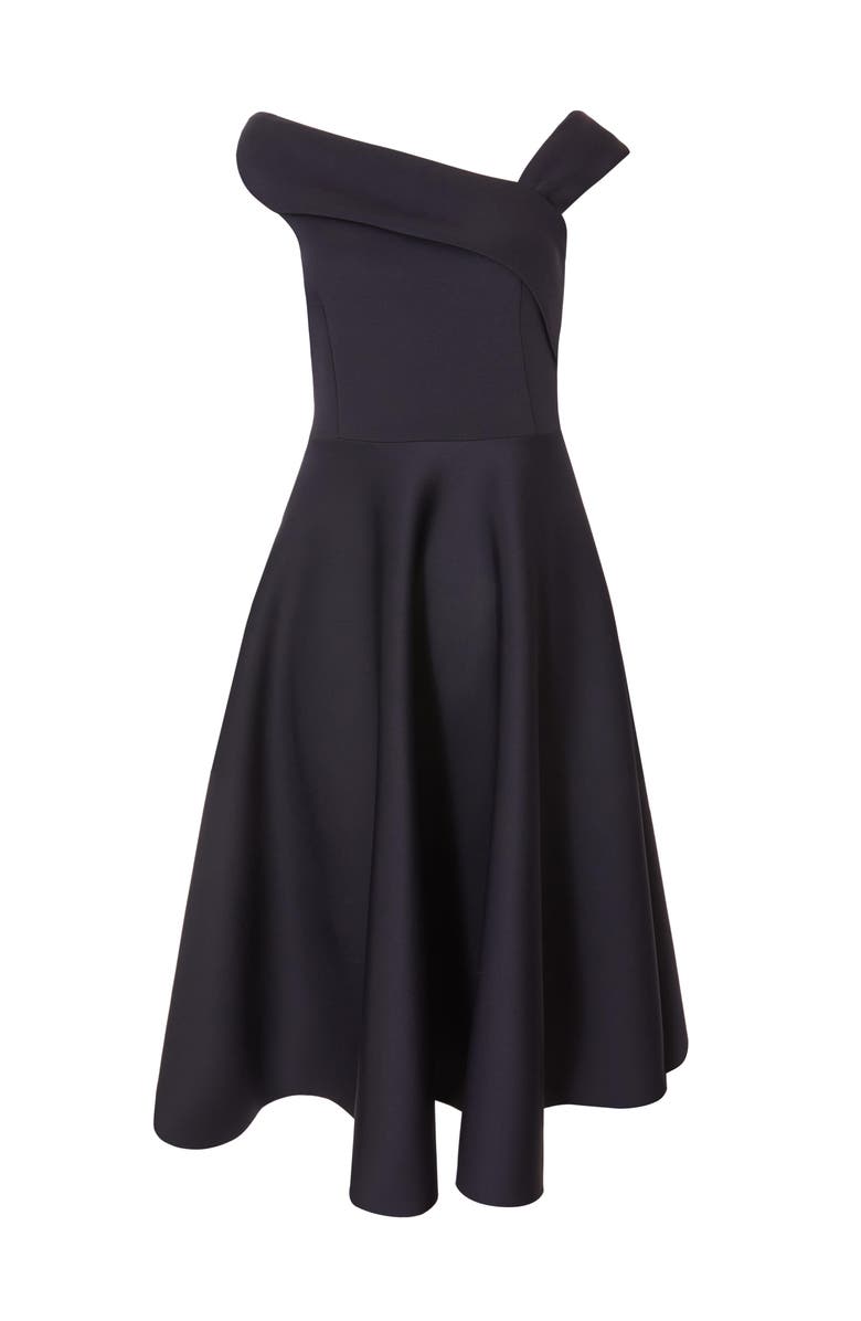 Scuba Crepe Asymmetric Midi Skater Dress