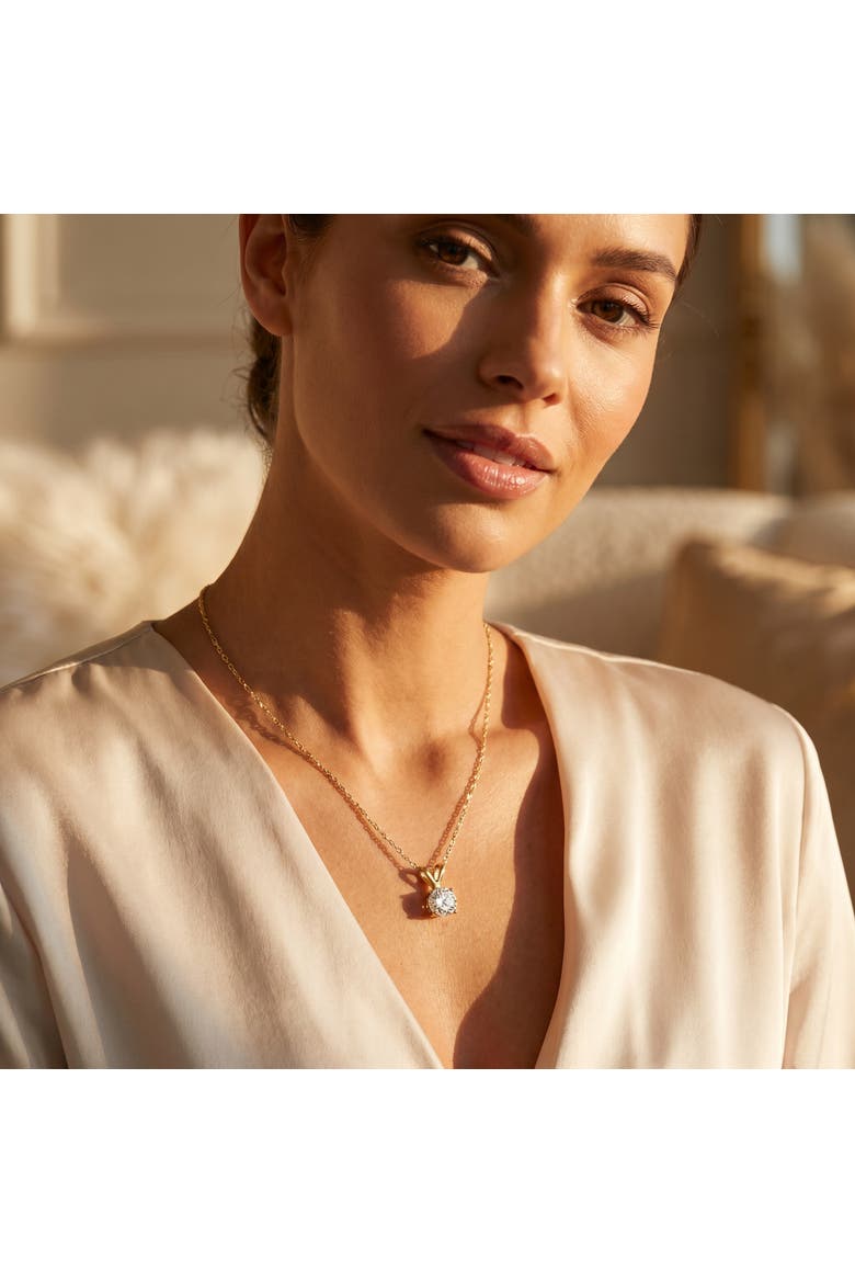 1/5Ct Lab Grown Solitaire Diamond Pendant 14k Gold Necklace, Alternate, color, 14k Yellow Gold