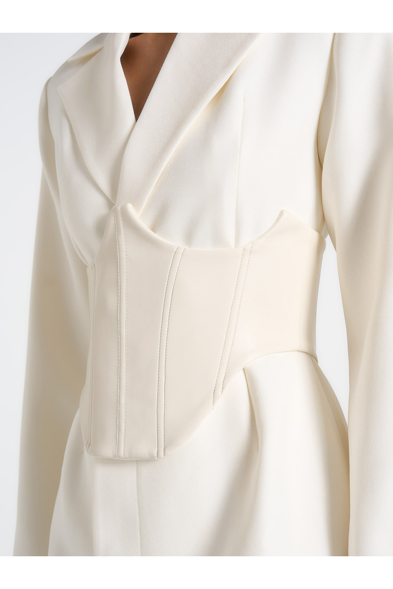 Lacey Tailored Blazer Dress With Reversible Corset, Alternate, color, Off White