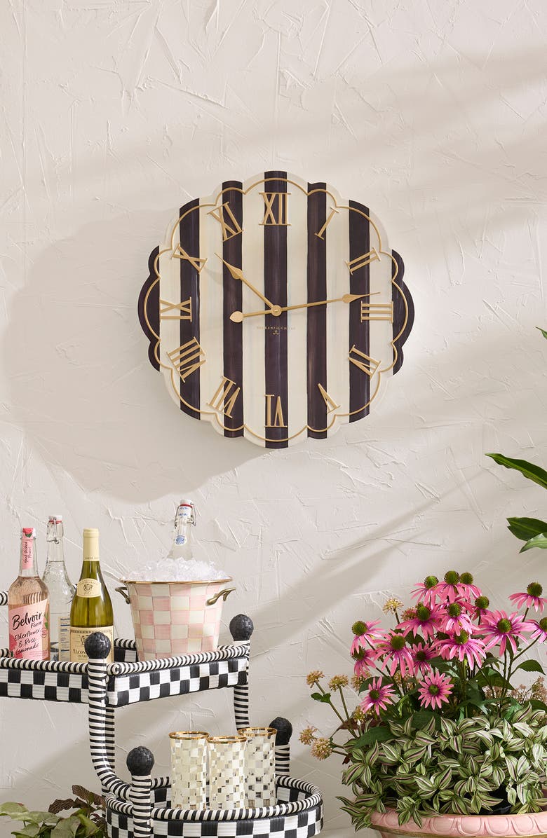 MACKENZIE CHILDS Courtly Stripe Wall Clock, Alternate, color, Black