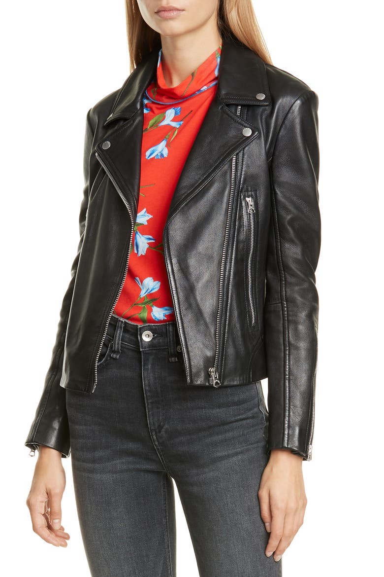 Mack Lambskin Leather Jacket, Main, color, BLK