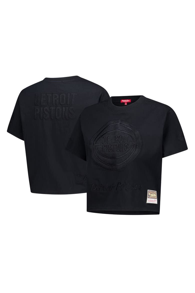 Women's Mitchell & Ness  Black Detroit Pistons Phantom Cropped T-Shirt, Main, color, Black