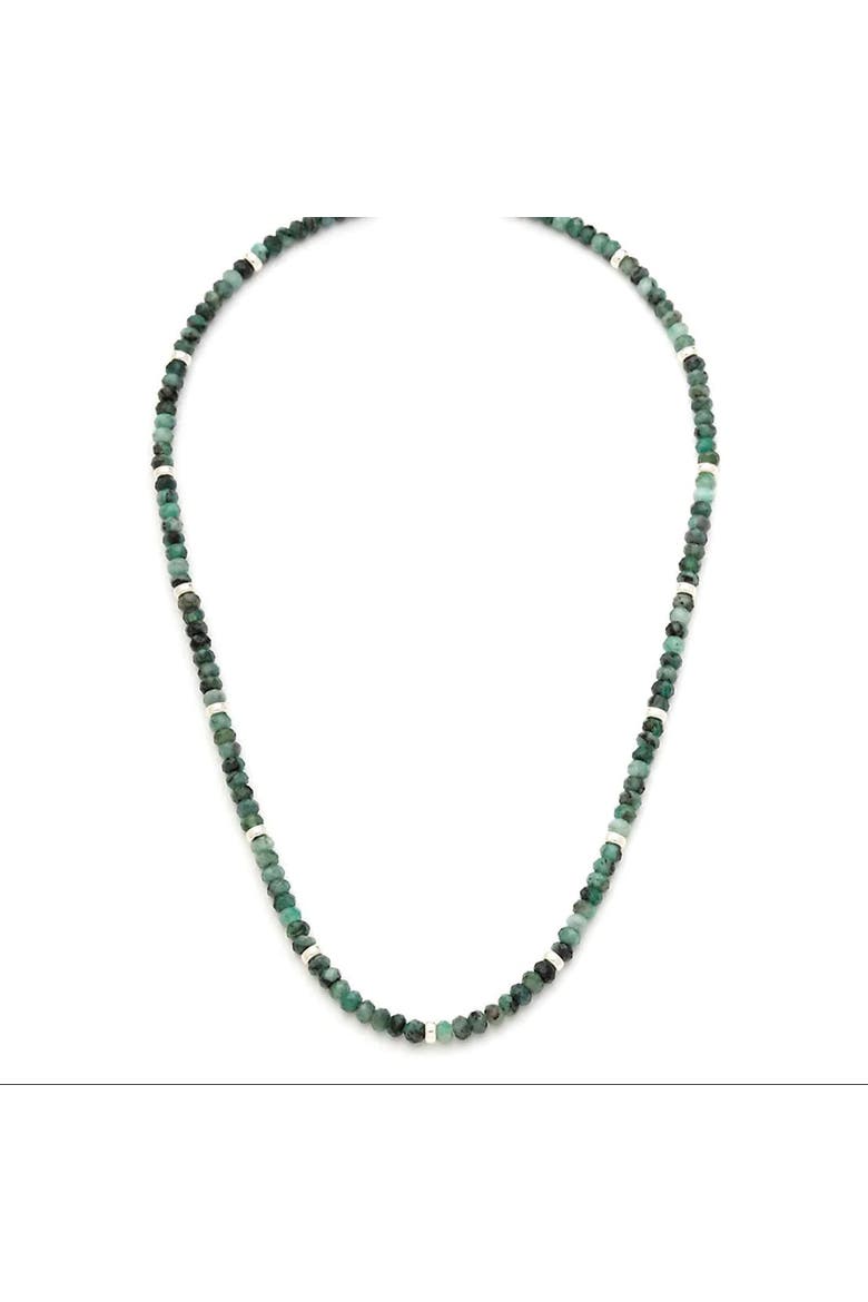 Gemstone Beaded Necklace With Sterling Silver Lobster Closure, Main, color, EMERALD