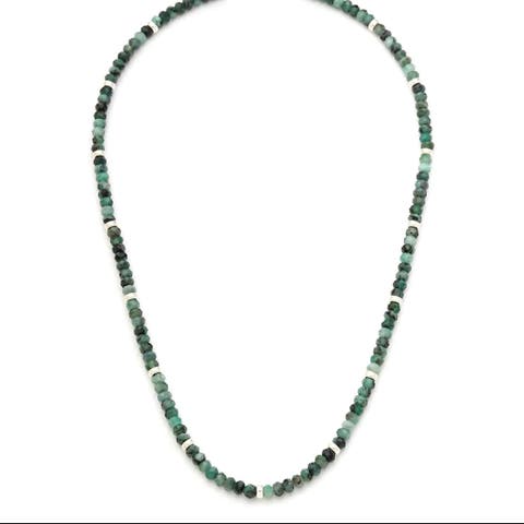 Gemstone Beaded Necklace With Sterling Silver Lobster Closure