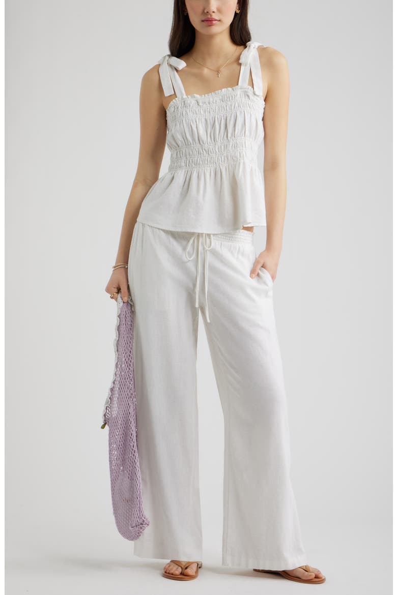 Linen Blend Beach Pants, Alternate, color, WHITE