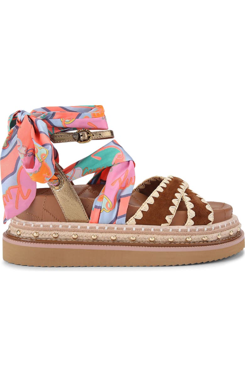 Kurt Geiger London Orson Cross Scarf Sandal, Main, color, Brown