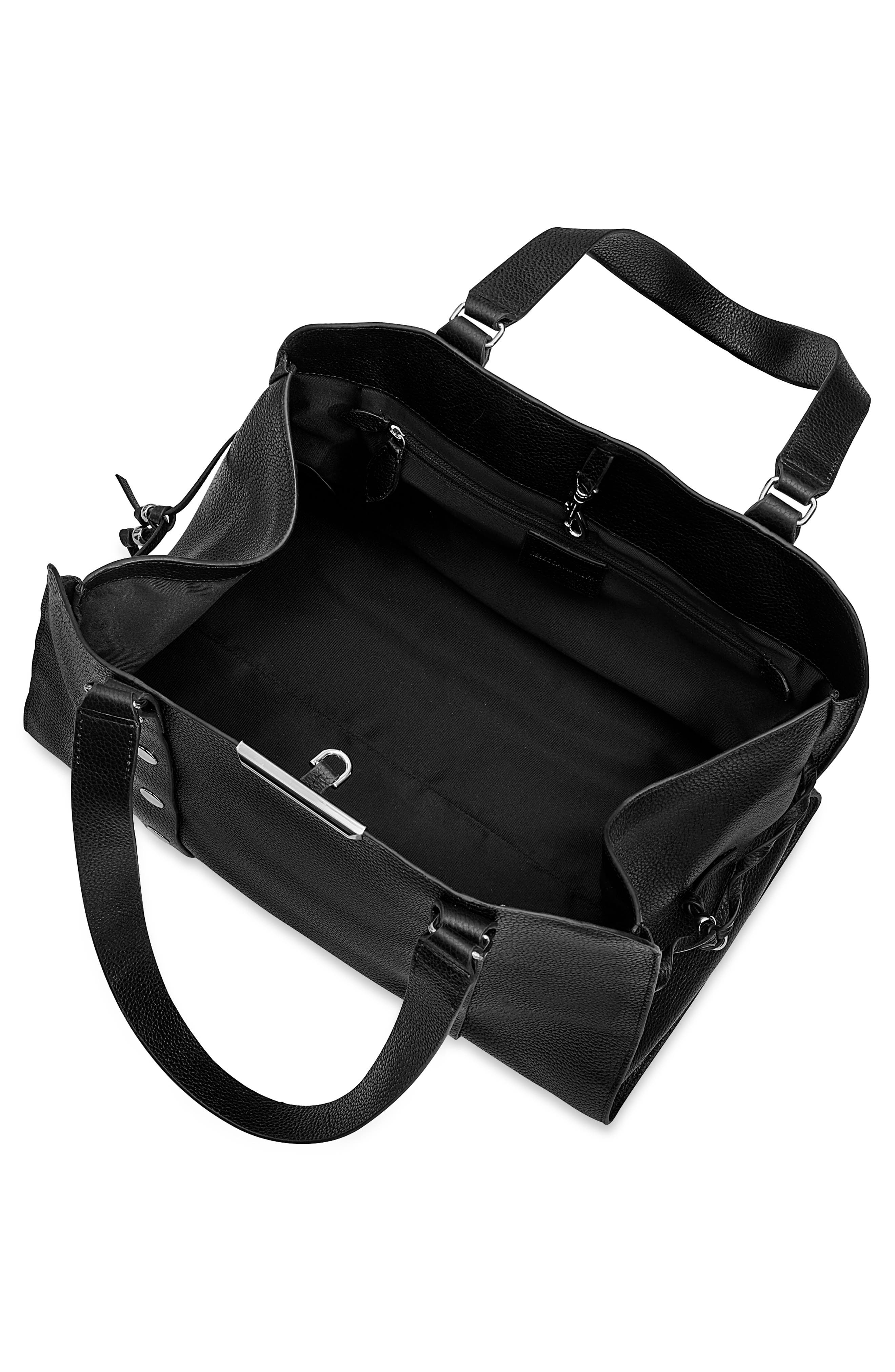 Rebecca Minkoff Cole Studded Leather Satchel, Alternate, color, Black