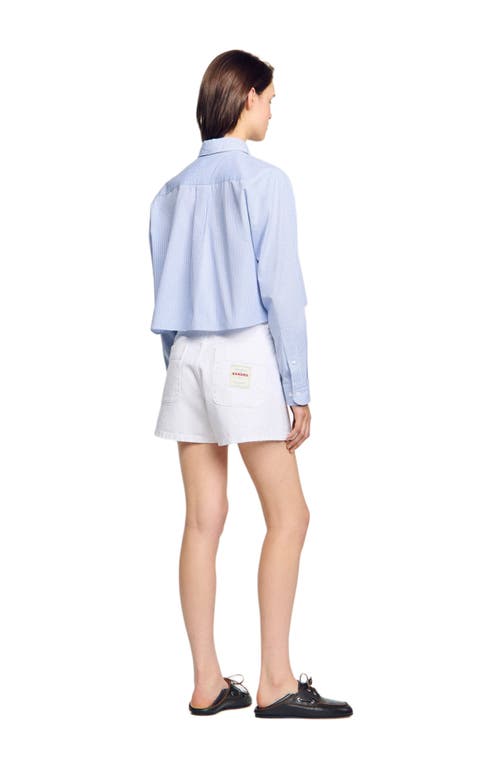 Sandro Checked Cropped Shirt In Blue
