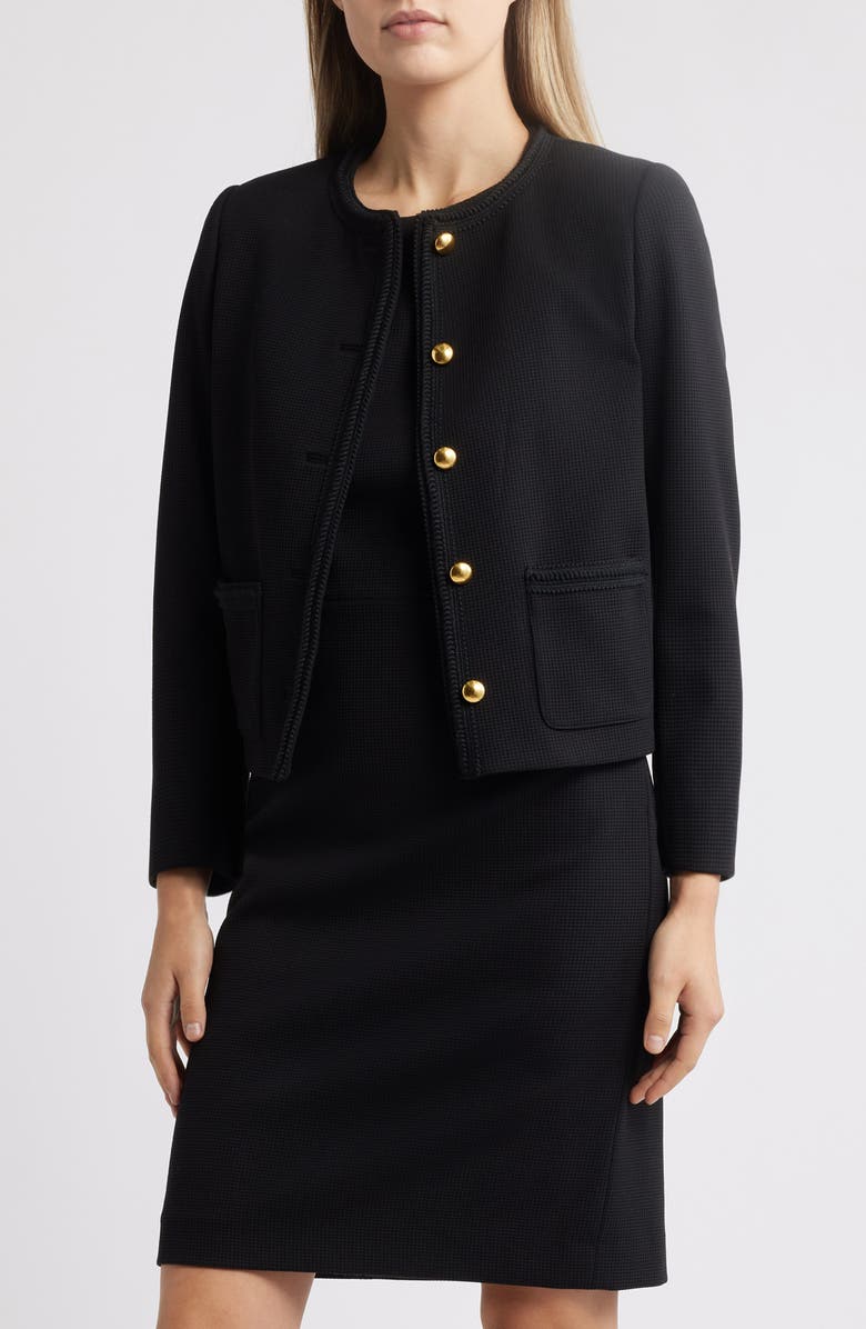 Anne Klein Five Button Collarless Blazer, Main, color, 