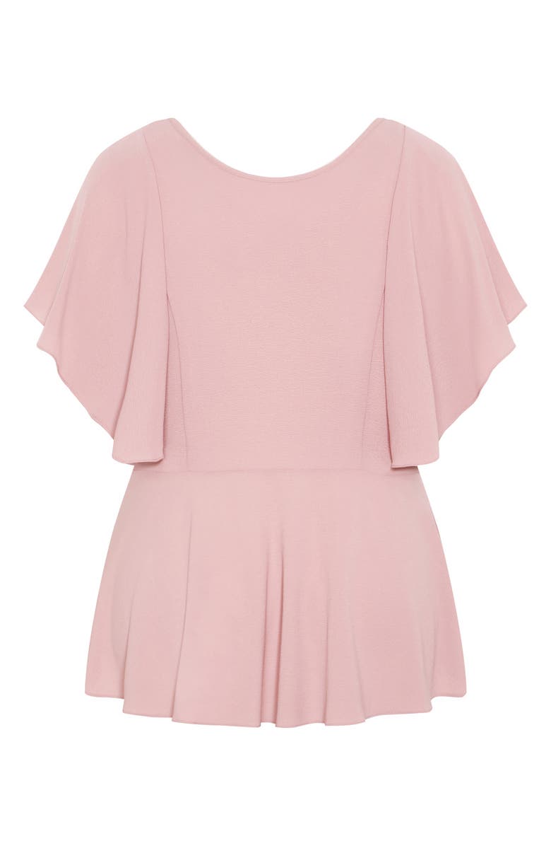 City Chic Romantic Mood Flutter Sleeve Top, Alternate, color, Pink