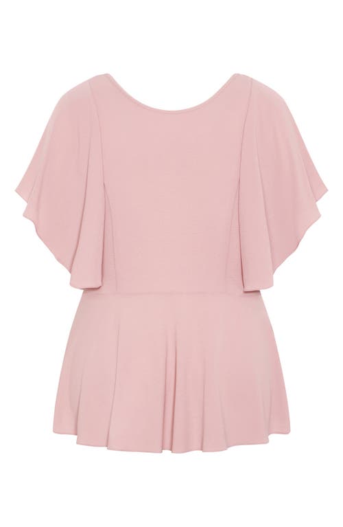 City Chic Romantic Mood Flutter Sleeve Top In Pink