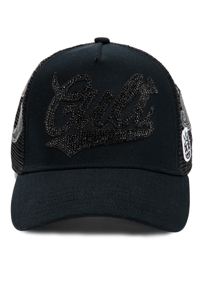 Paisley Crystal Logo Trucker Hat, Alternate, color, BLACK