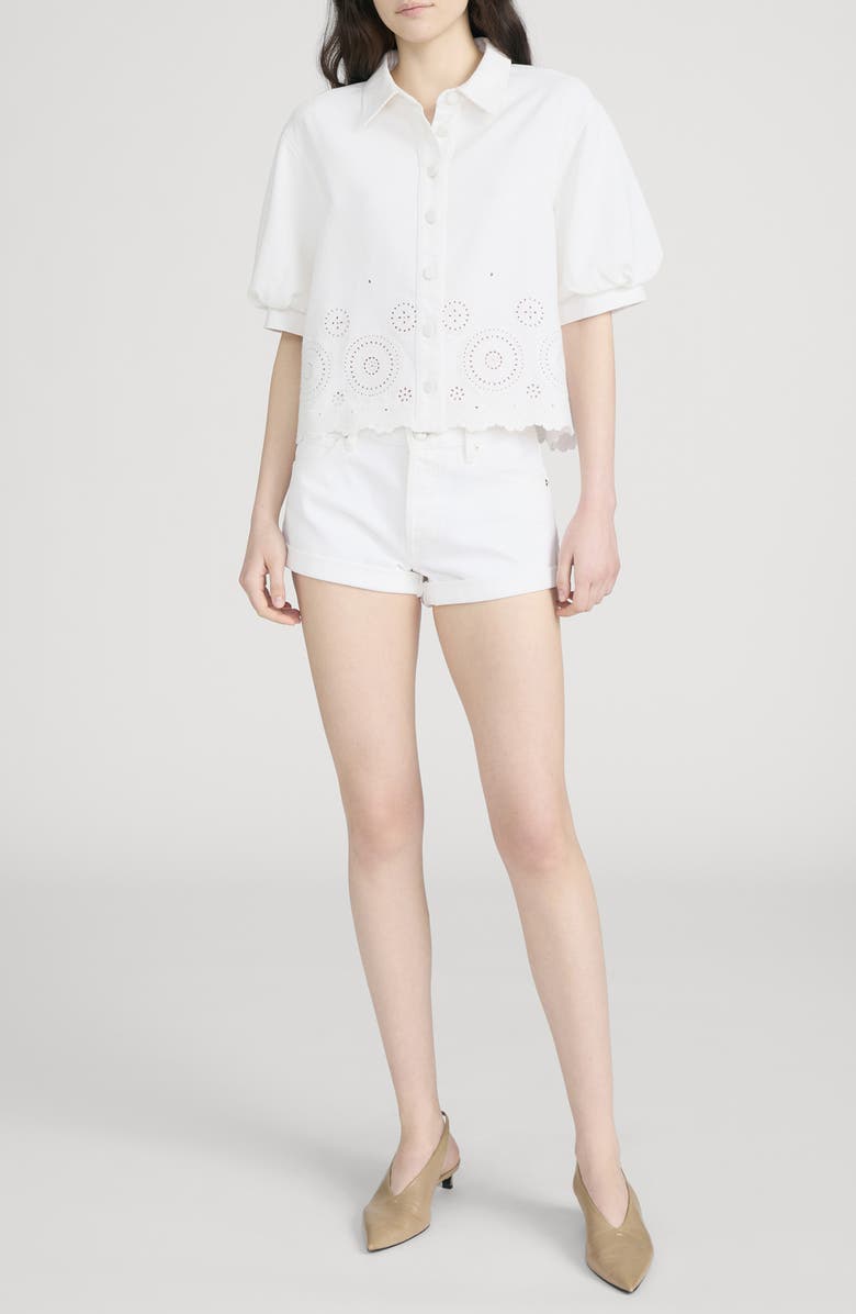 FRAME The Eyelet Billow Sleeve Button-Up Shirt, Alternate, color, White